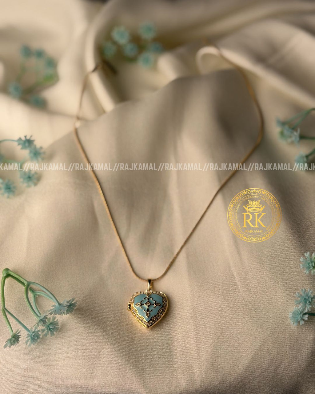 Blue Heart Locket Chain