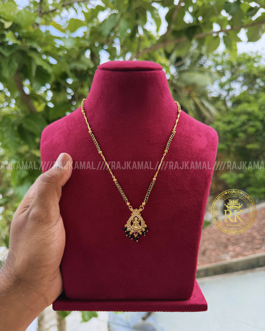 Lakshmi Devi Black Beads Necklace