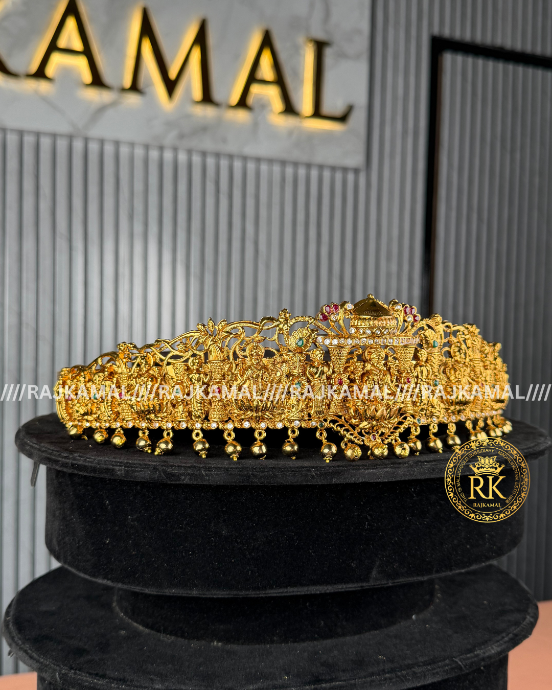 Premium Lakshmi Devi Vaddanam - Gold Beads