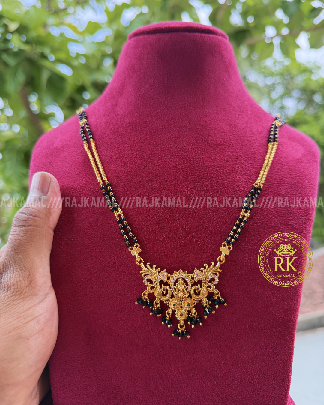 Lakshmi Devi Black Beads Necklace | Traditional Jewellery