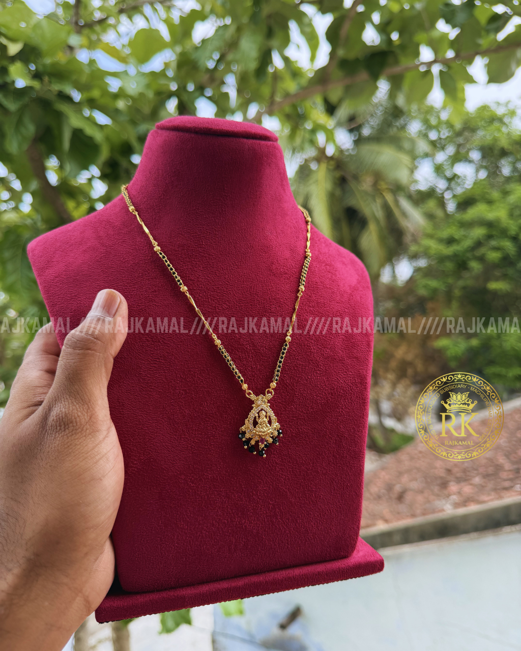 Lakshmi Devi Black Beads Necklace